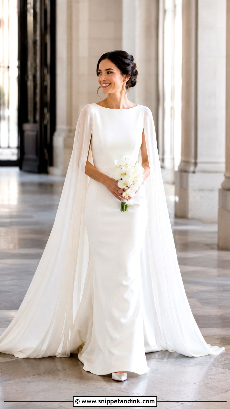 Wedding Gown With Cape - Snippet and Ink - 20 Modern Minimalist Wedding Gown Ideas