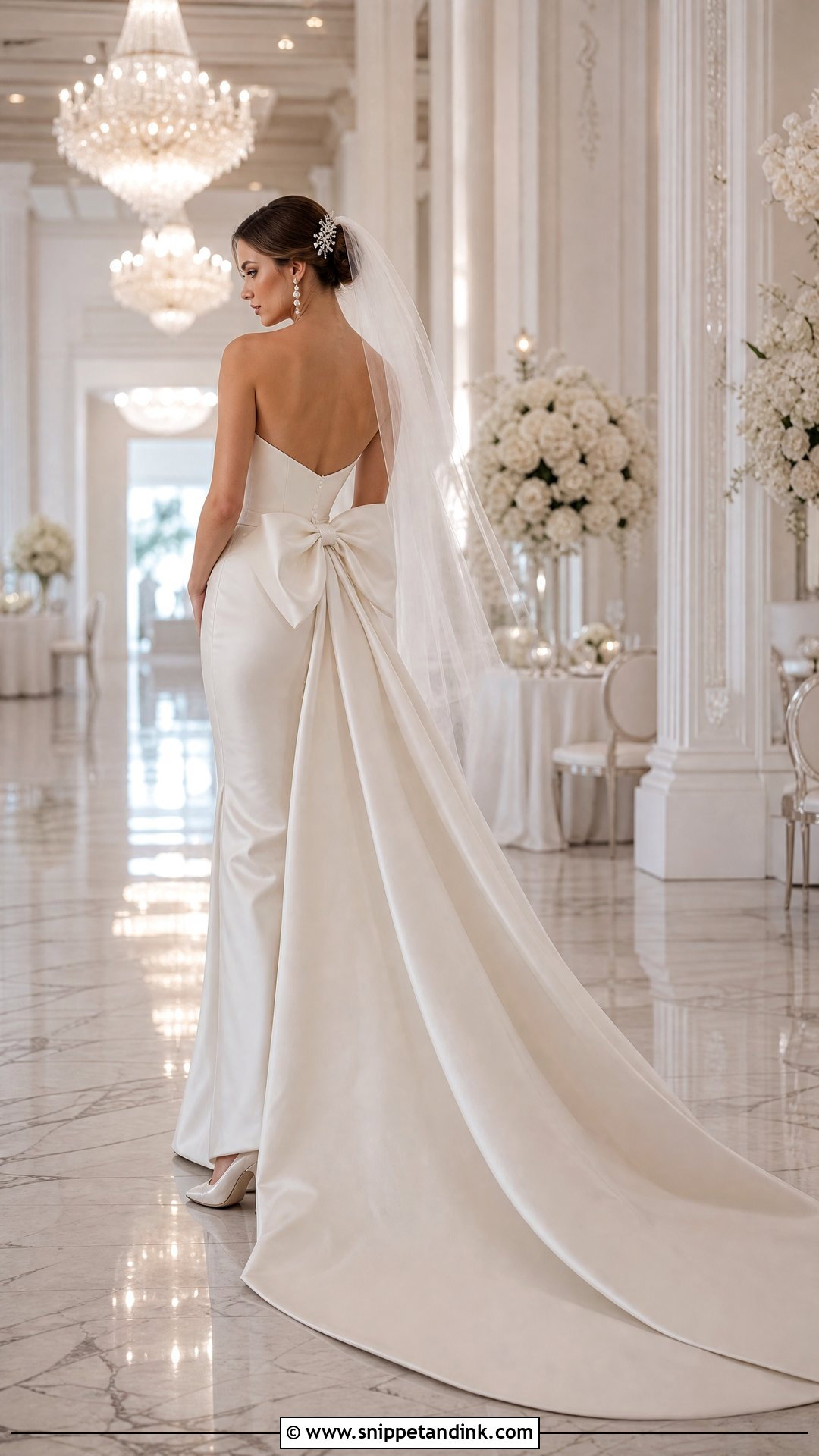 Wedding Gown With Detachable Bow Train - Snippet and Ink - 25 Two Way Wedding Gown Ideas