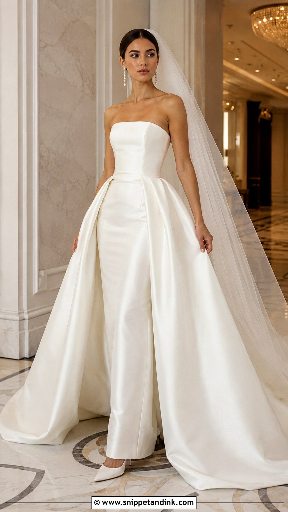 Wedding Gown With Detachable Overskirt - Snippet and Ink - 20 Minimalist Simple Wedding Gown Ideas