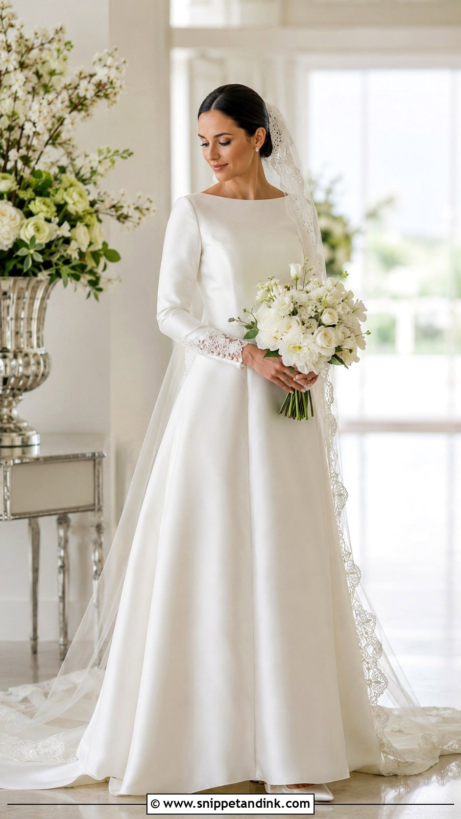 Wedding Gown With Lace Cuffs and Buttons - Snippet and Ink - 20 Modest Wedding Gowns with Sleeves