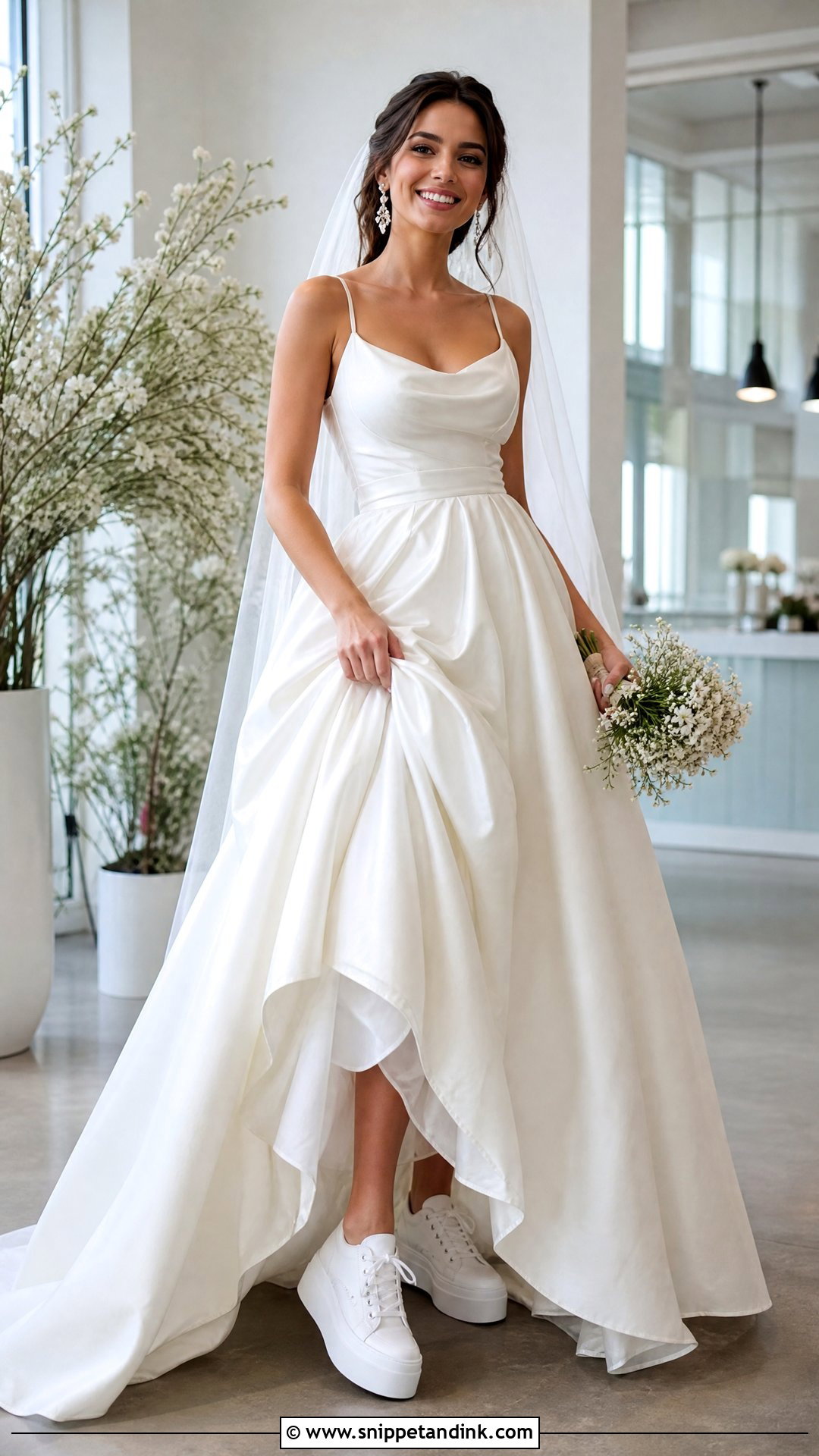 Wedding Gown With Platform Sneakers - Snippet and Ink - 25 Wedding Footwear Ideas