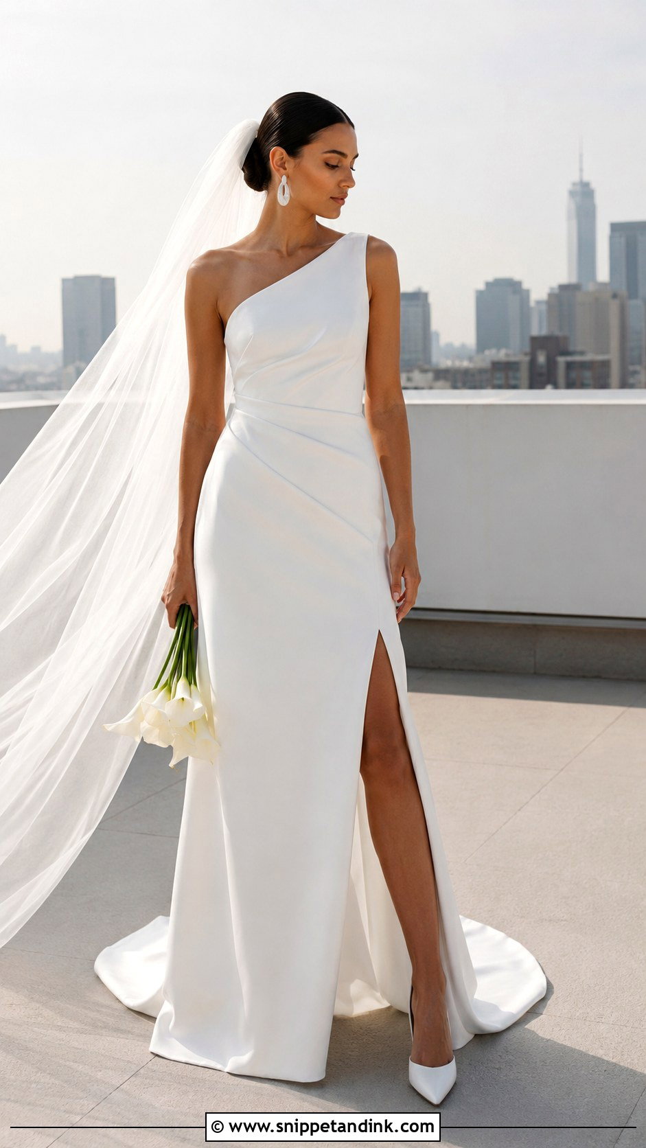 Wedding Gown With Slit - Snippet and Ink - 20 Modern Minimalist Wedding Gown Ideas
