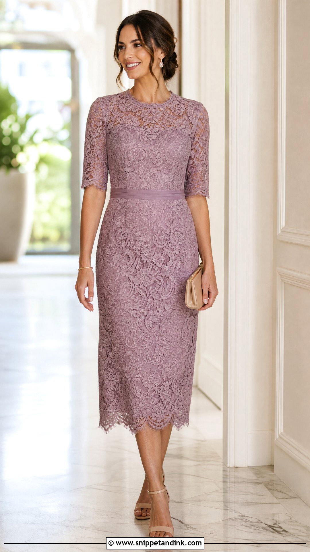 Wedding Guest Lace Midi Dress - Snippet and Ink - 25 Wedding Outfit Ideas for Women