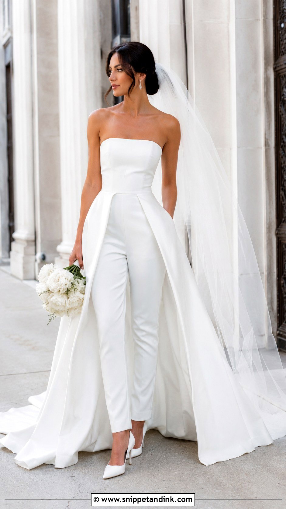 Wedding Jumpsuit With Detachable Overskirt - Snippet and Ink - 20 Convertible Wedding Dresses
