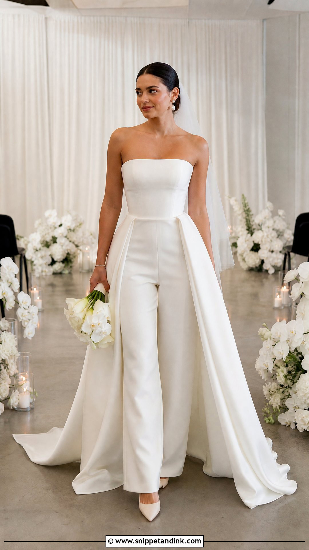 Wedding Jumpsuit With Detachable Overskirt - Snippet and Ink - 20 Wedding Dress Transformation Ideas