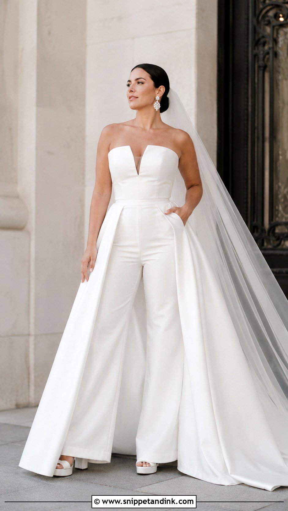 Wedding Jumpsuit With Detachable Skirt - Snippet and Ink - 30 Midsize Wedding Dress Ideas