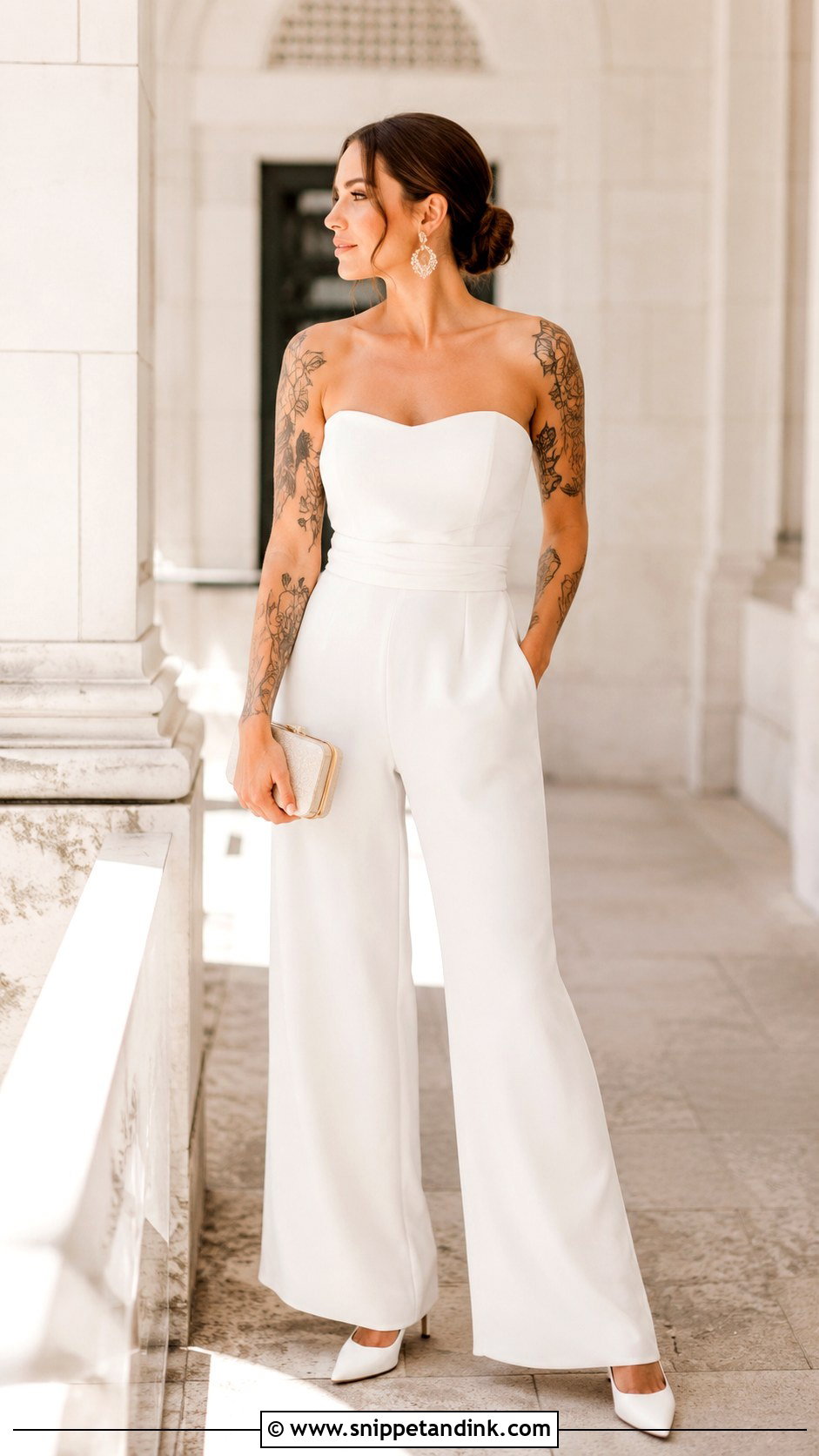 Wedding Jumpsuit With Tattoos - Snippet and Ink - 25 Wedding Dress with Tattoos Ideas