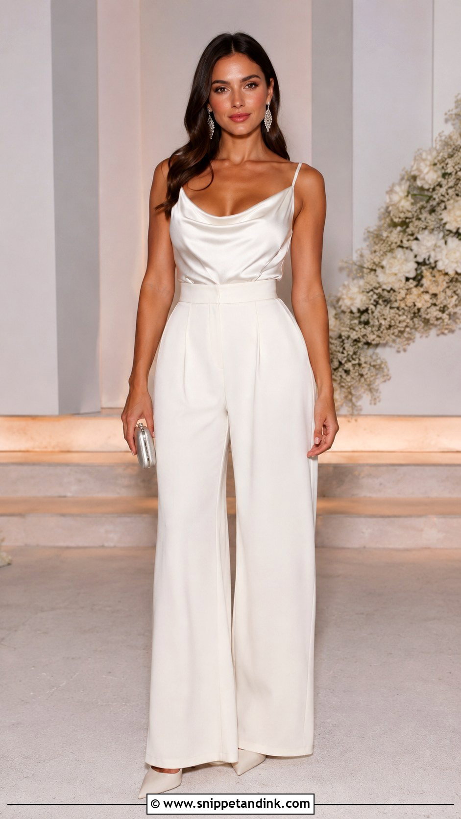 Wedding Night Wide Leg Pants Outfit - Snippet and Ink - 30 Wedding Night Outfit Ideas