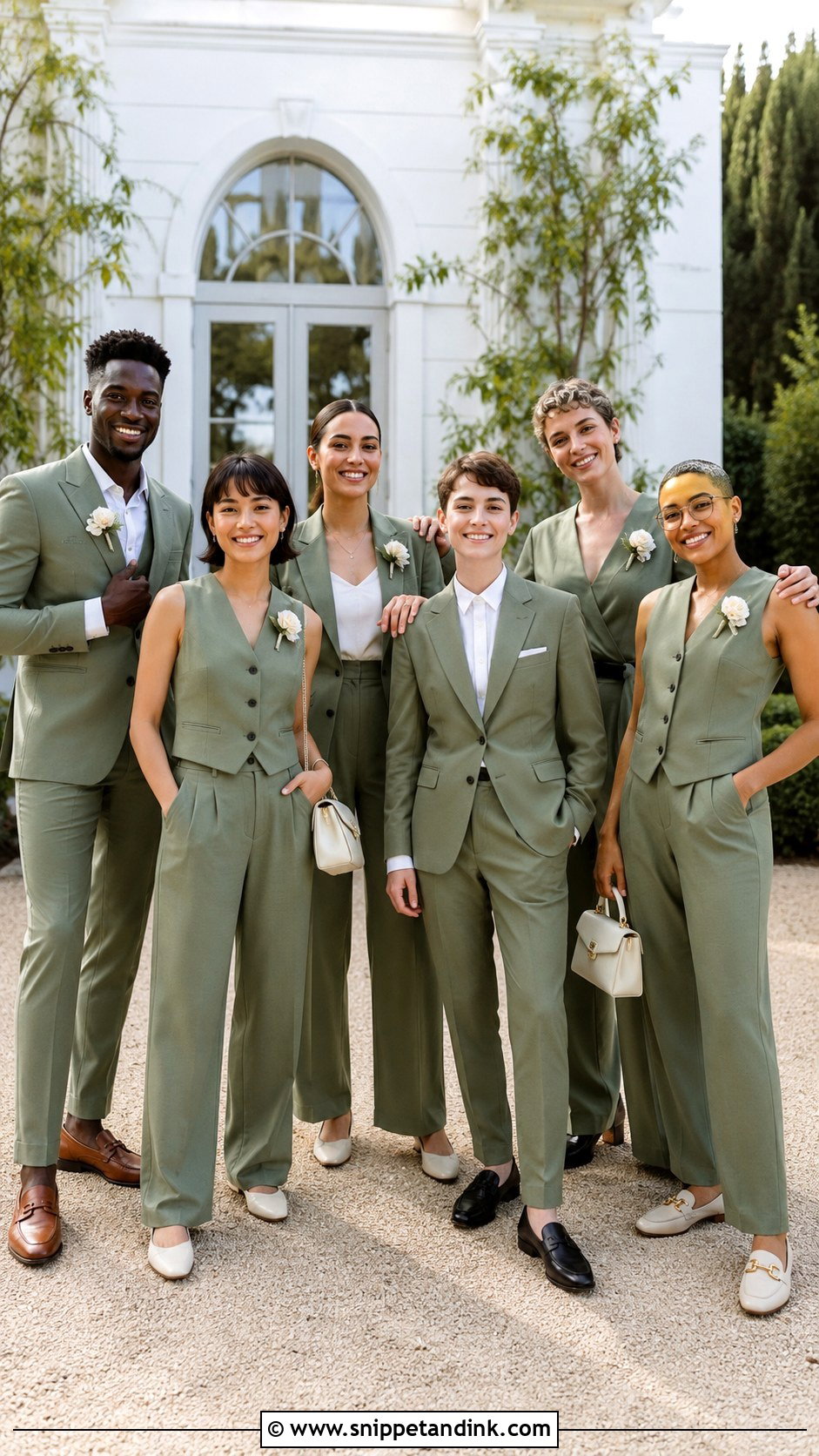 Wedding Party Matching Suit Outfit - Snippet and Ink - 25 Gender Neutral Wedding Outfit Ideas
