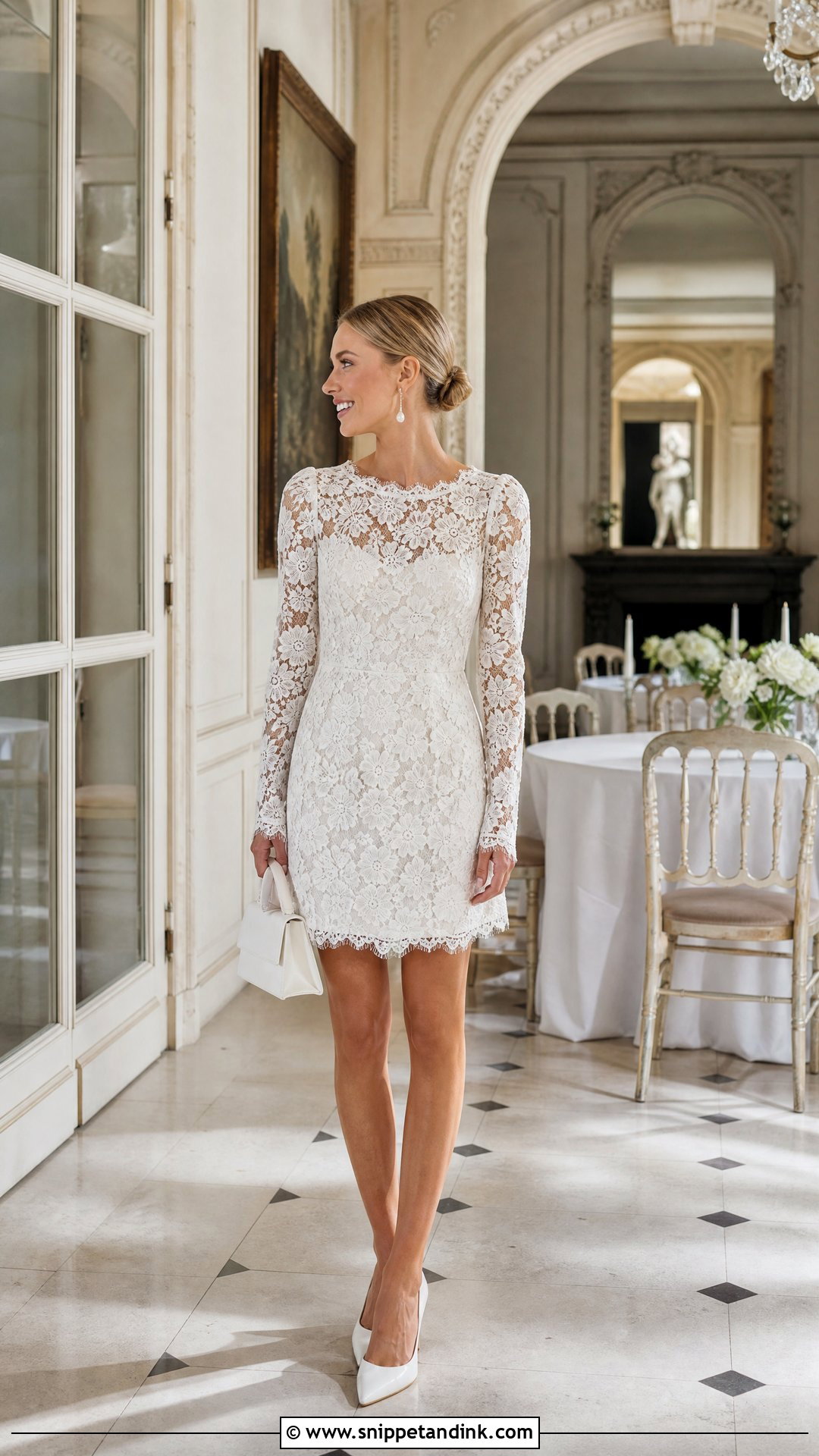 Wedding Reception Lace Mini Dress - Snippet and Ink - 20 Wedding Outfit Change Ideas