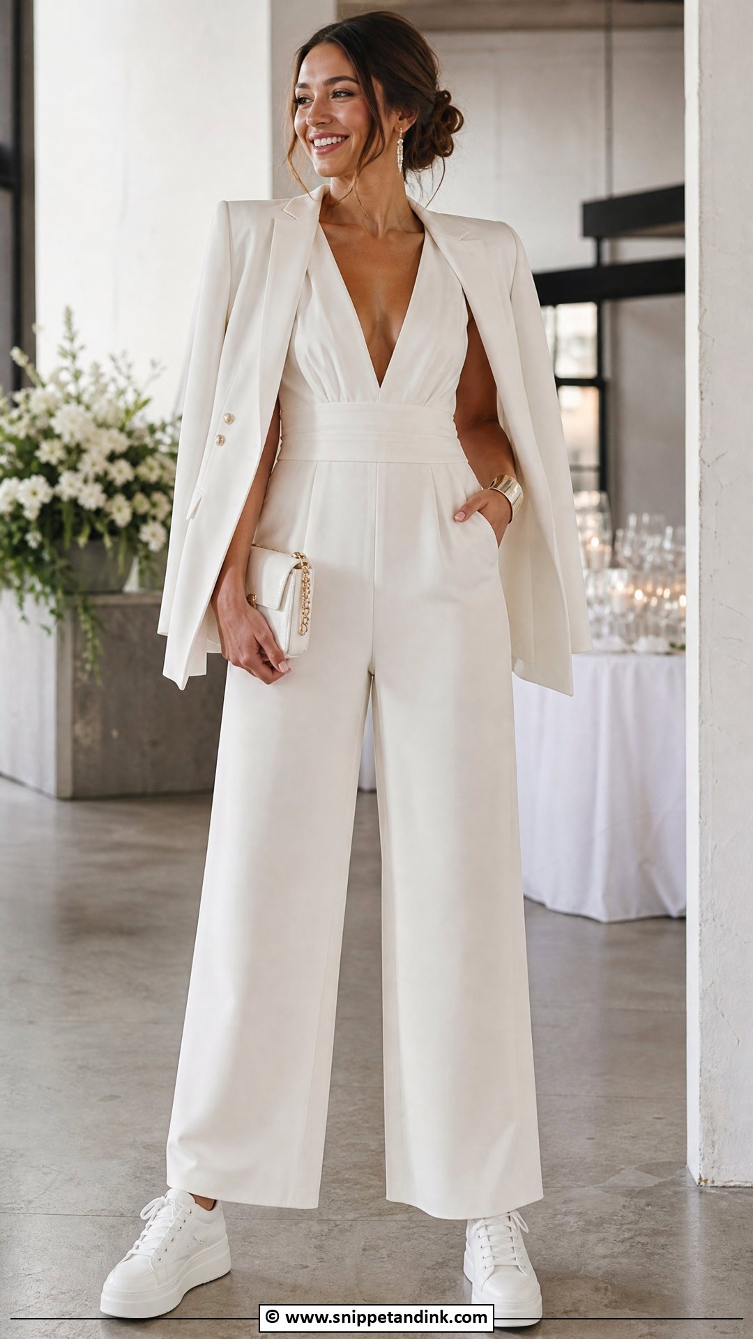 Wedding Sneakers With Jumpsuit - Snippet and Ink - 30 Wedding Sneakers Ideas