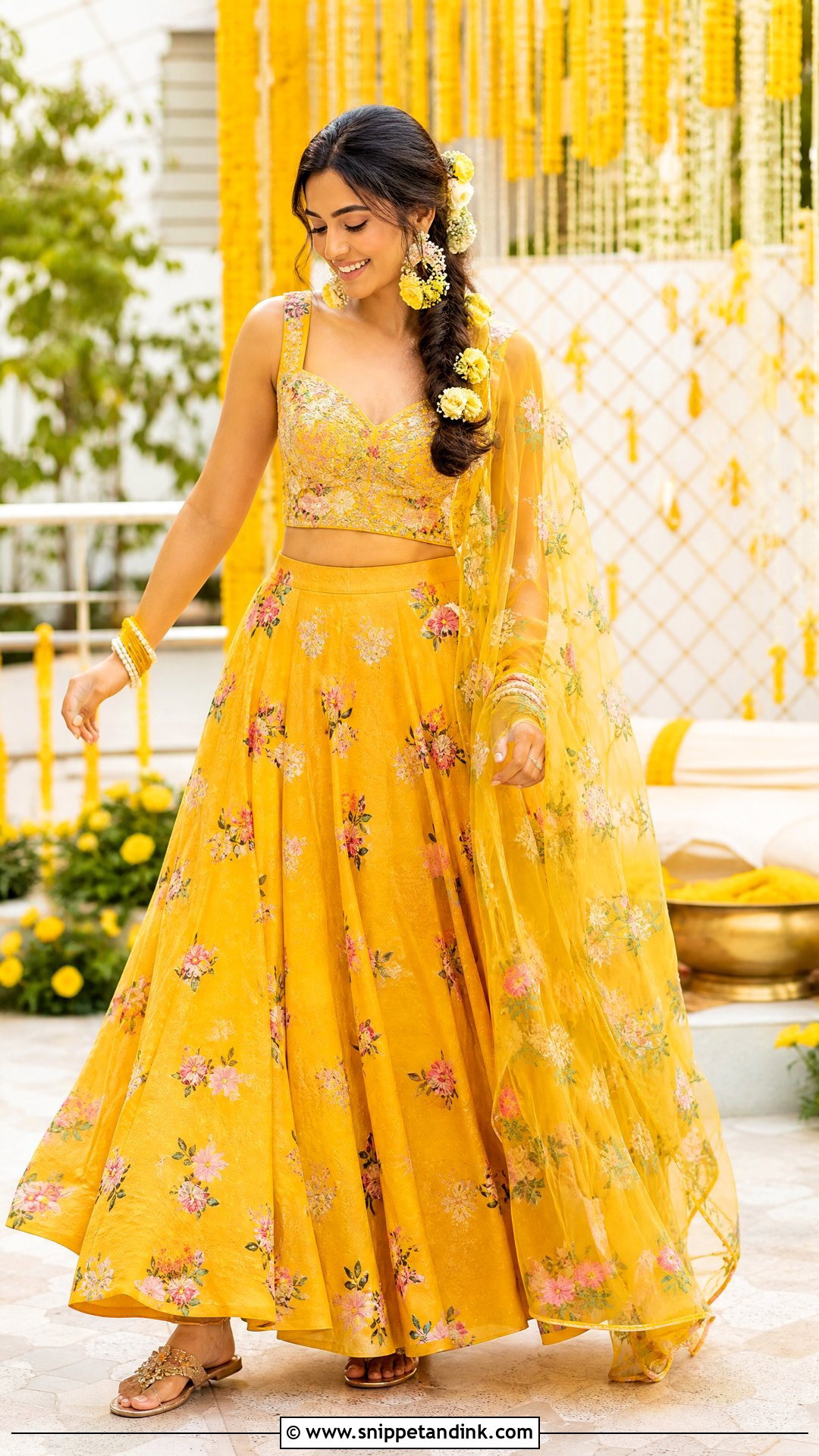Wedding Week Haldi Yellow Lehenga Outfit - Snippet and Ink - 20 Wedding Week Outfits