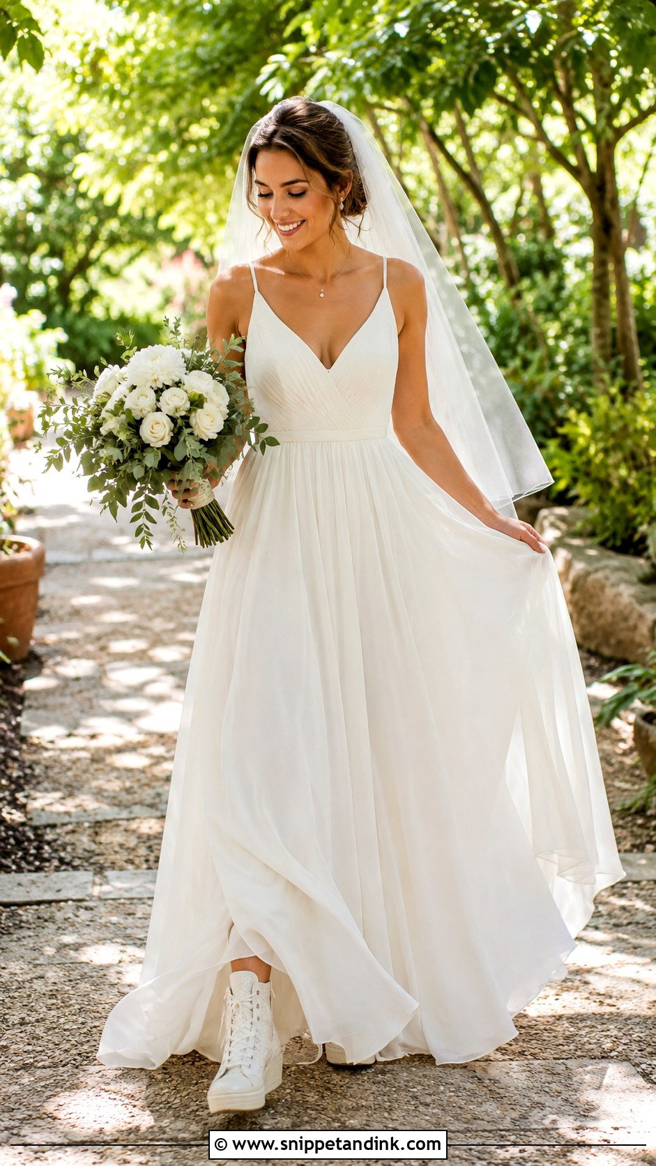 Wedge Bride Sneakers With Long Dress - Snippet and Ink - 25 Bride Sneakers Ideas