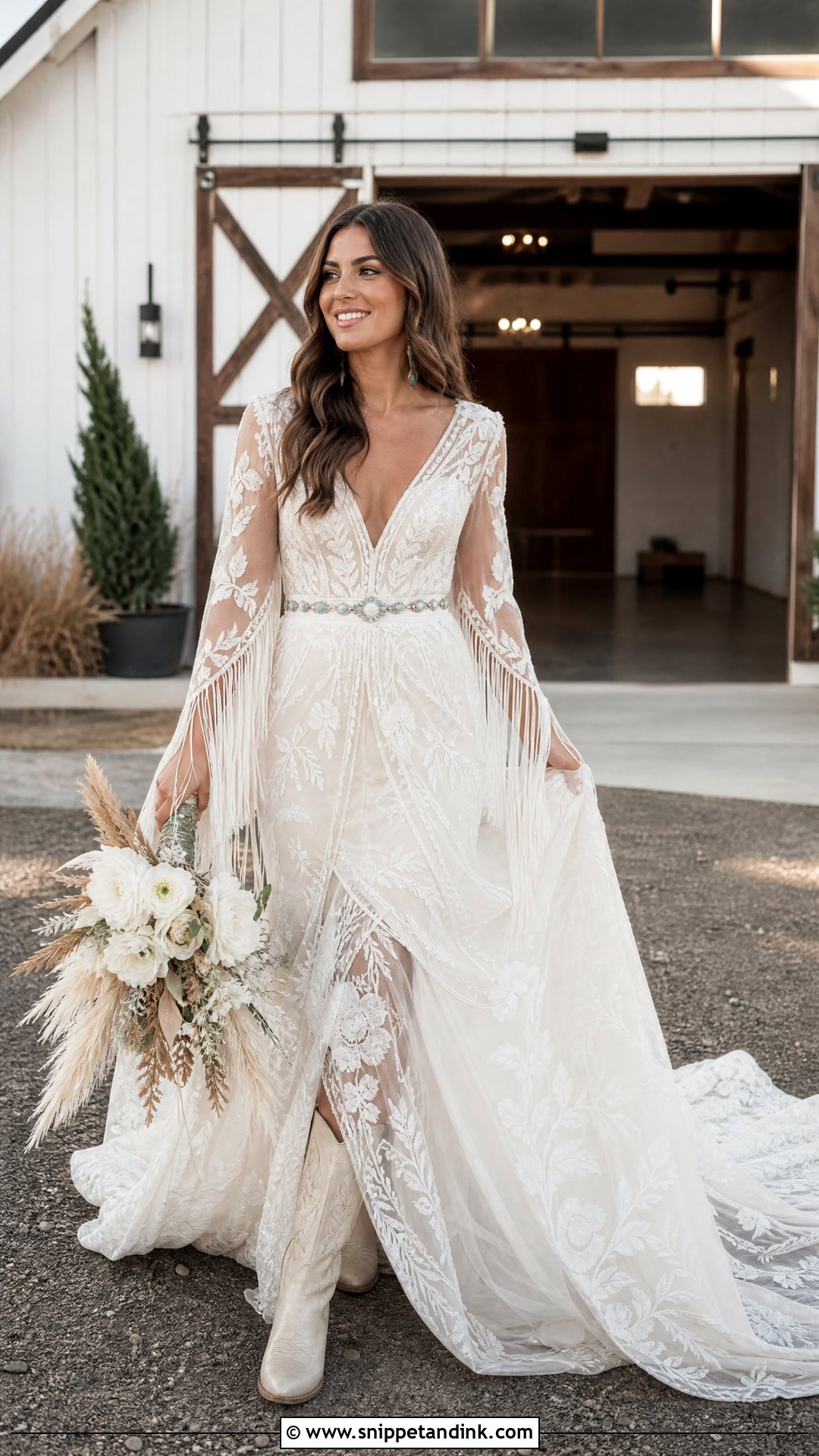 Western Boho Wedding Dress With Boots - Snippet and Ink - 25 Unique Wedding Dresses Boho