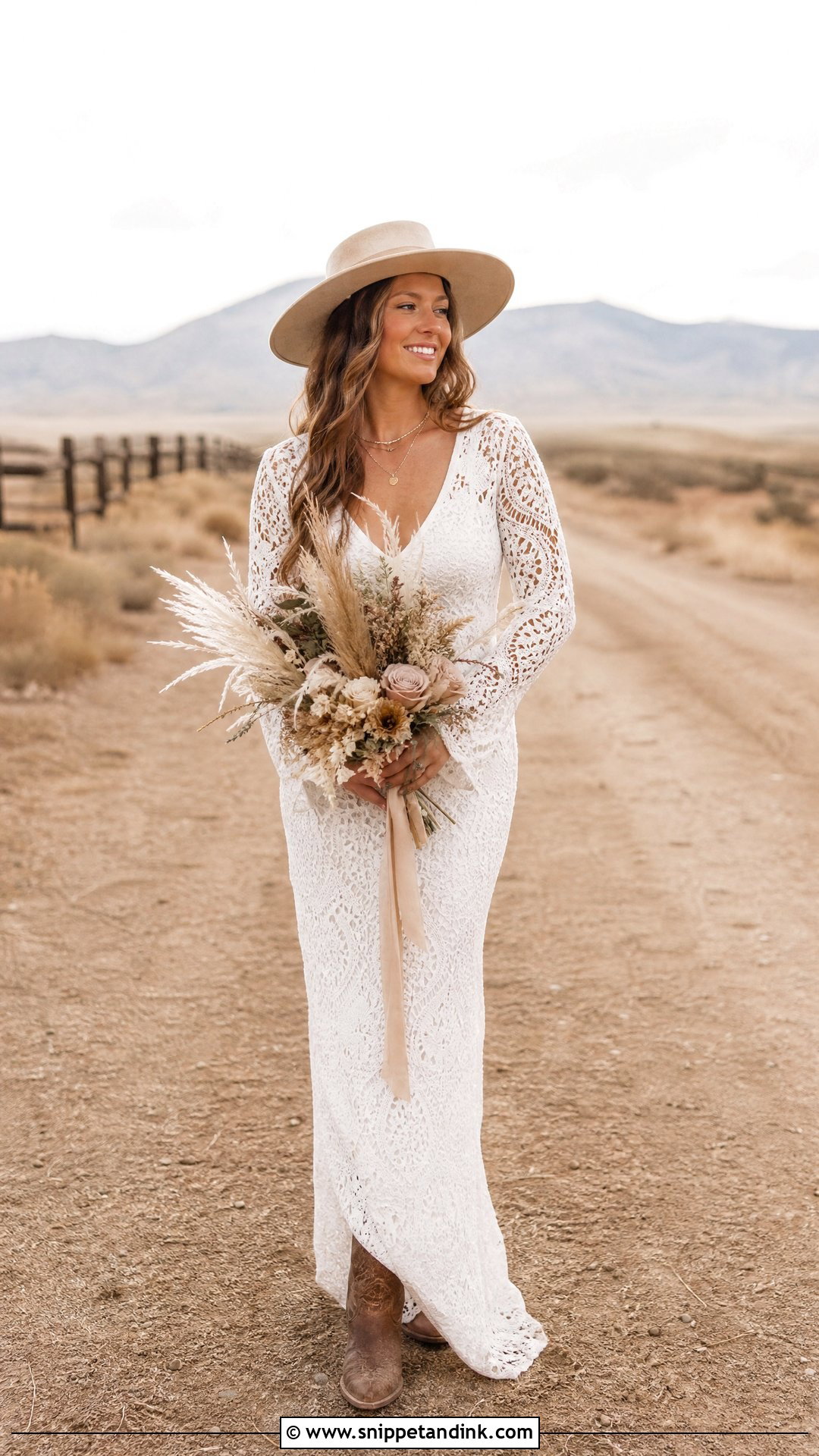 Western Bridal Dress With Crochet Lace - Snippet and Ink - 25 Western Bridal Dresses