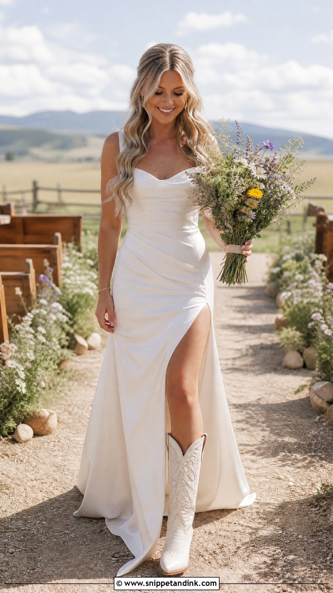 Western Bridal Dress With High Slit - Snippet and Ink - 25 Western Bridal Dresses