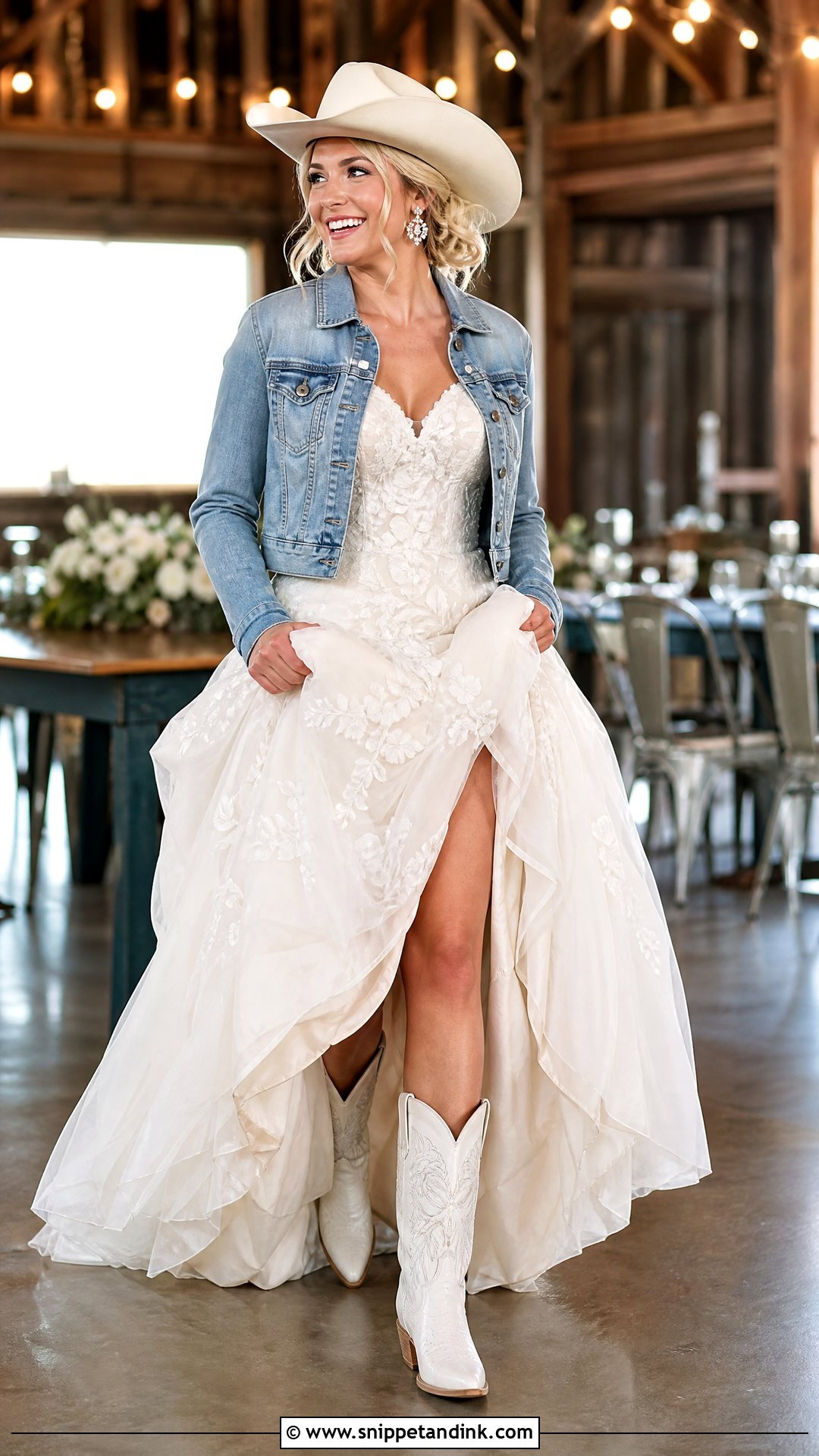 Western Bridal Dress With Reception Boots - Snippet and Ink - 25 Western Bridal Dresses