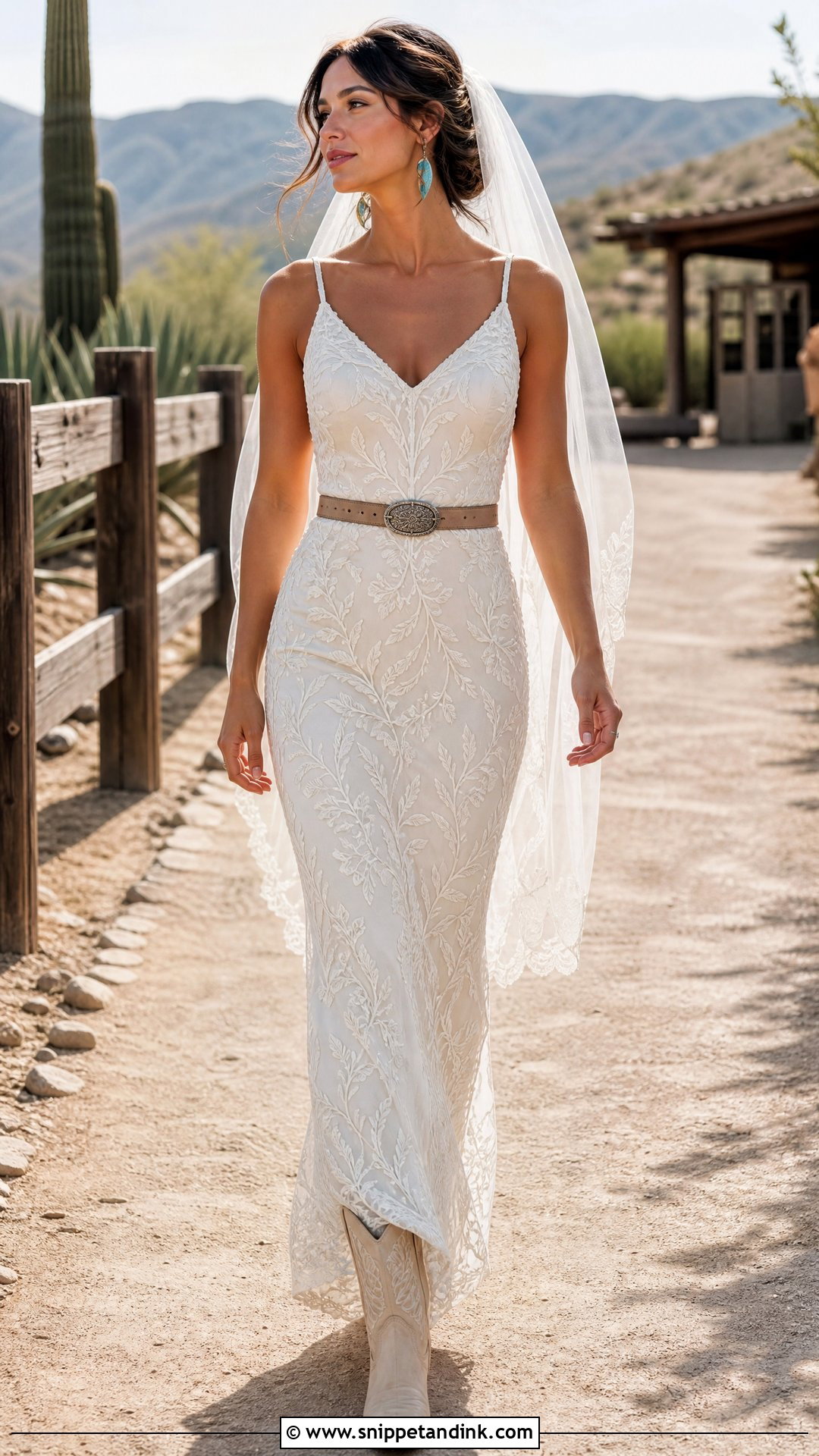 Western Bridal Embroidered Sheath Dress - Snippet and Ink - 20 Western Bridal Outfit Ideas