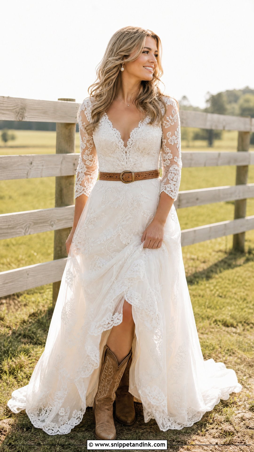Western Farm Wedding Dress With Belt - Snippet and Ink - 25 Farm Wedding Dress Ideas