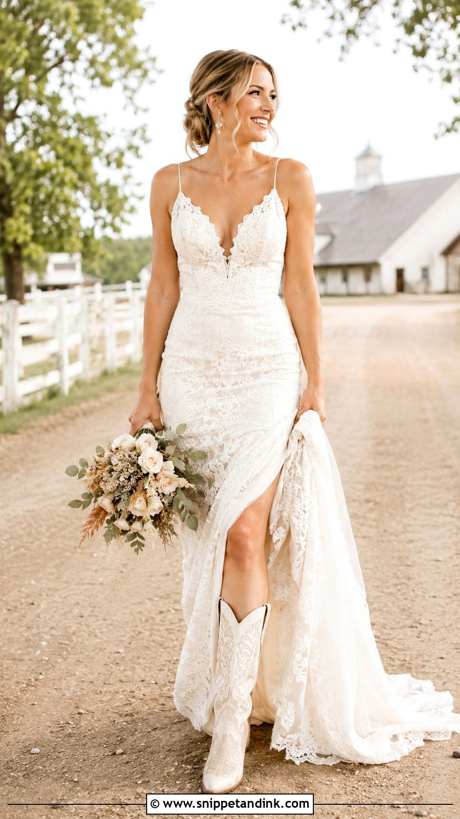 Western Wedding Dress With Boots - Snippet and Ink - 25 Country Style Wedding Dresses