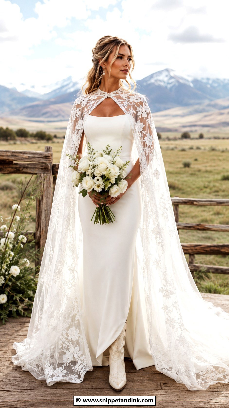 Western Wedding Dress With Bridal Cape - Snippet and Ink - 35 Western Wedding Dresses