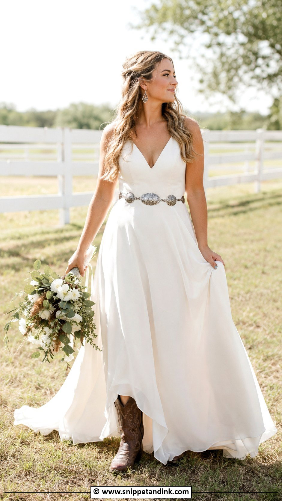 Western Wedding Dress With Concho Belt - Snippet and Ink - 35 Western Wedding Dresses