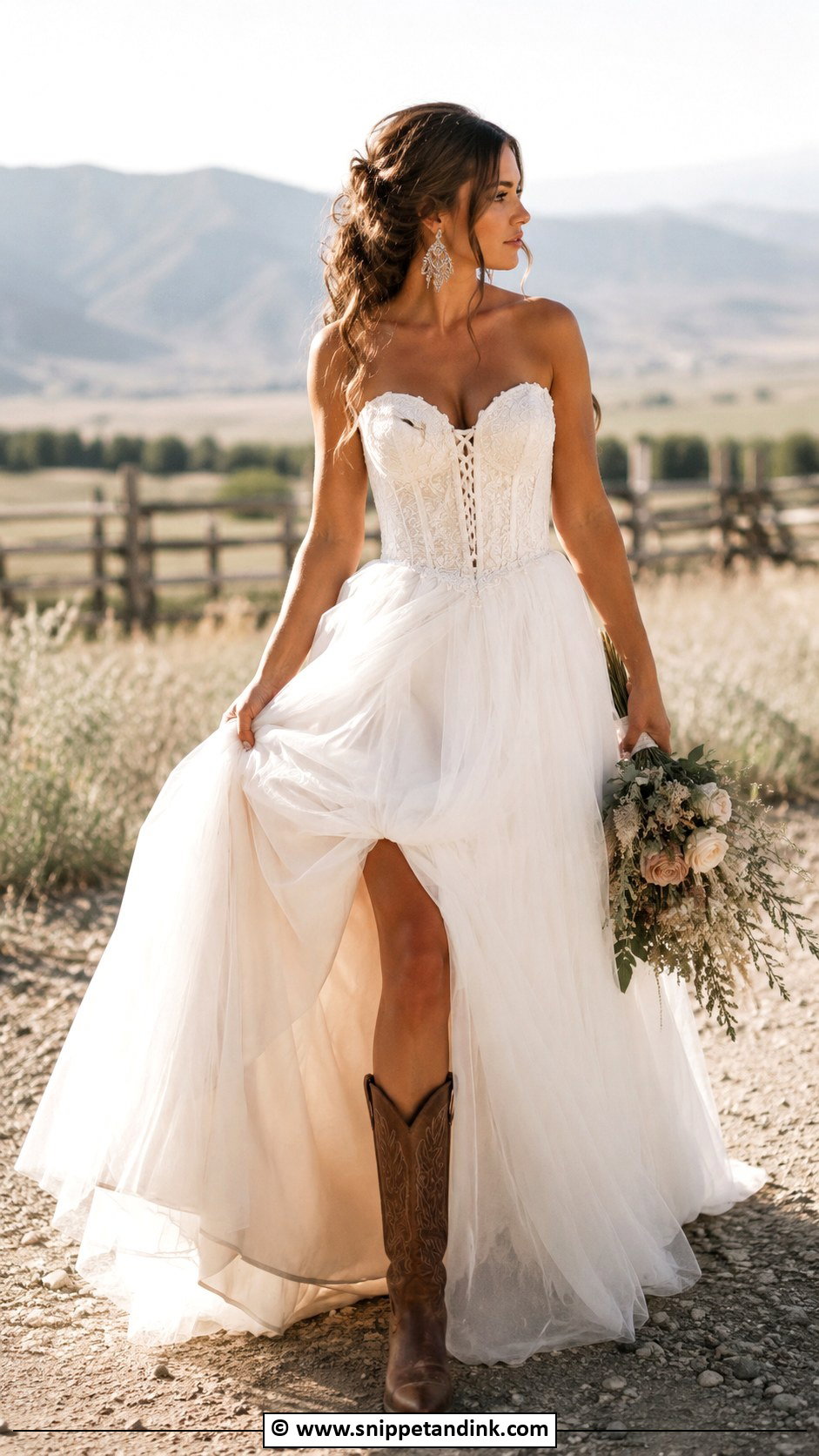 Western Wedding Dress With Corset Bodice - Snippet and Ink - 35 Western Wedding Dresses