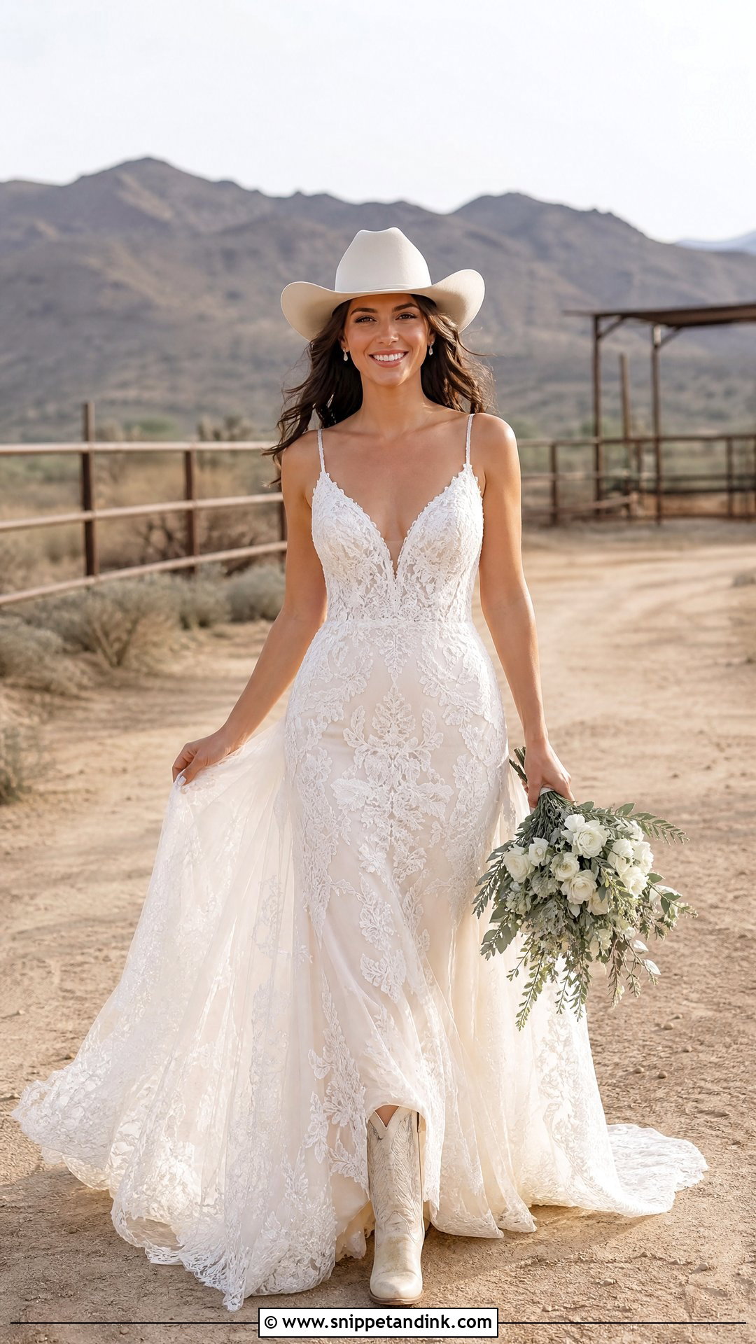 Western Wedding Dress With Cowboy Hat - Snippet and Ink - 20 Western Style Wedding Dresses