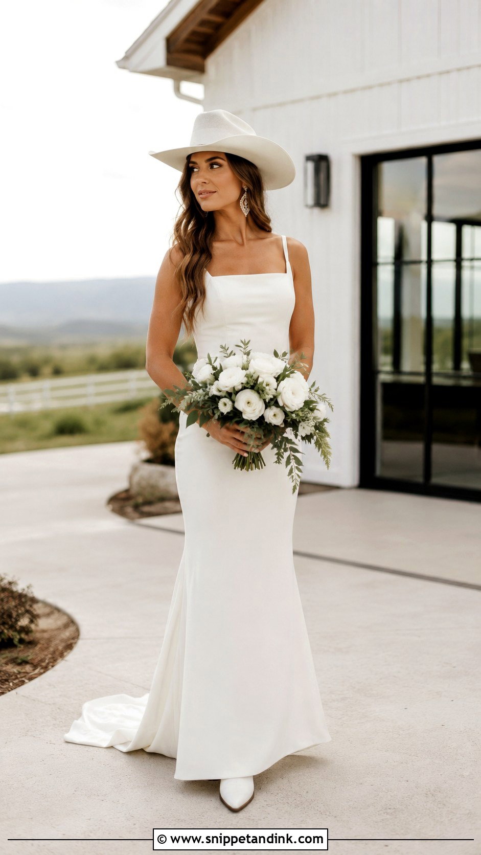 Western Wedding Dress With Cowboy Hat - Snippet and Ink - 20 Wedding Dress with Hat Ideas