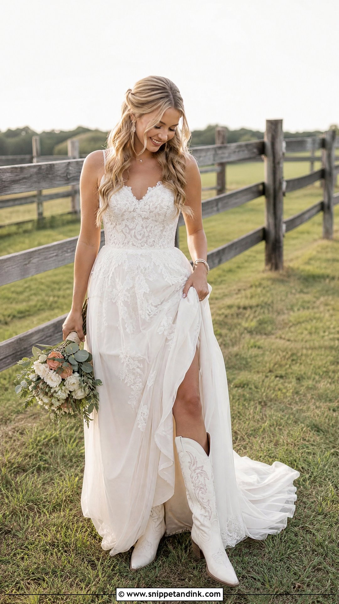Western Wedding Dress With Embroidered Boots - Snippet and Ink - 25 Wedding Dress with Boots Ideas