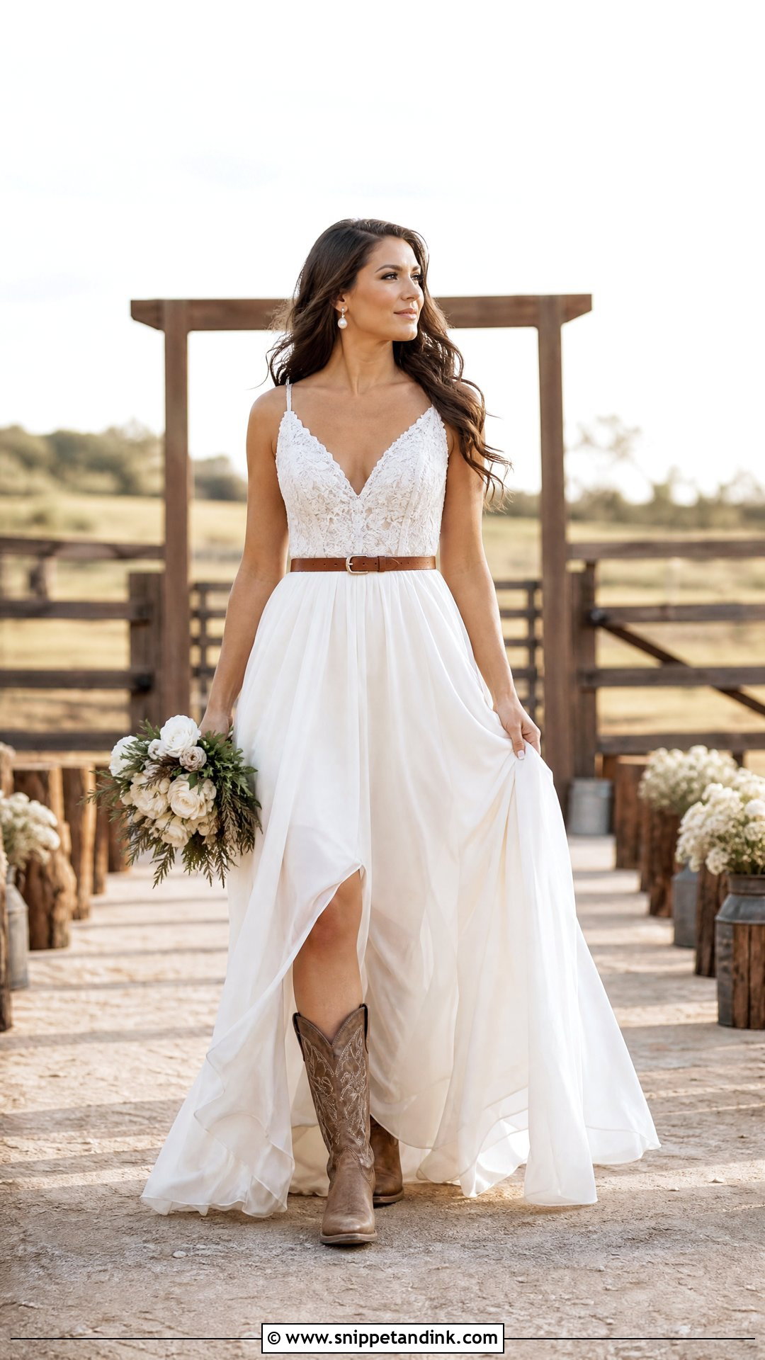 Western Wedding Dress With Leather Belt - Snippet and Ink - 20 Western Style Wedding Dresses