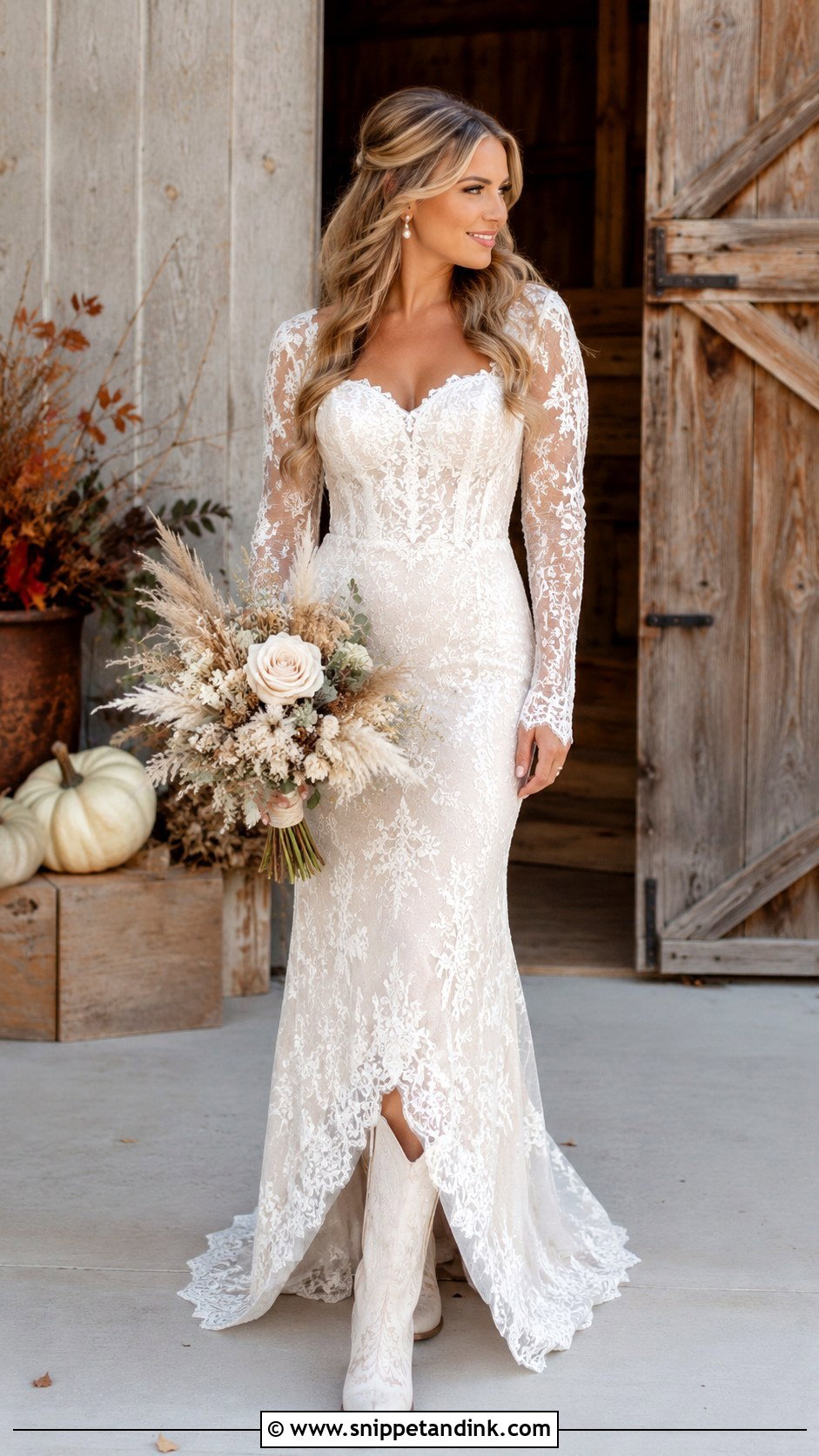 Western Wedding Dress With Long Sleeves - Snippet and Ink - 25 Country Wedding Dresses