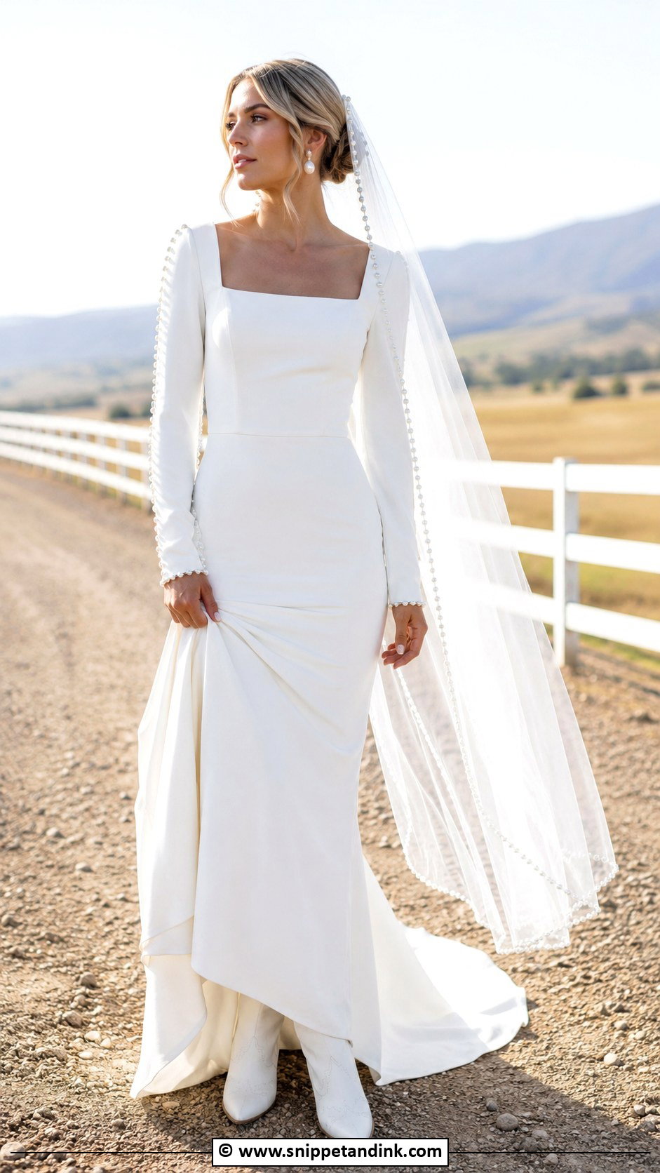 Western Wedding Dress With Pearl Details - Snippet and Ink - 35 Western Wedding Dresses