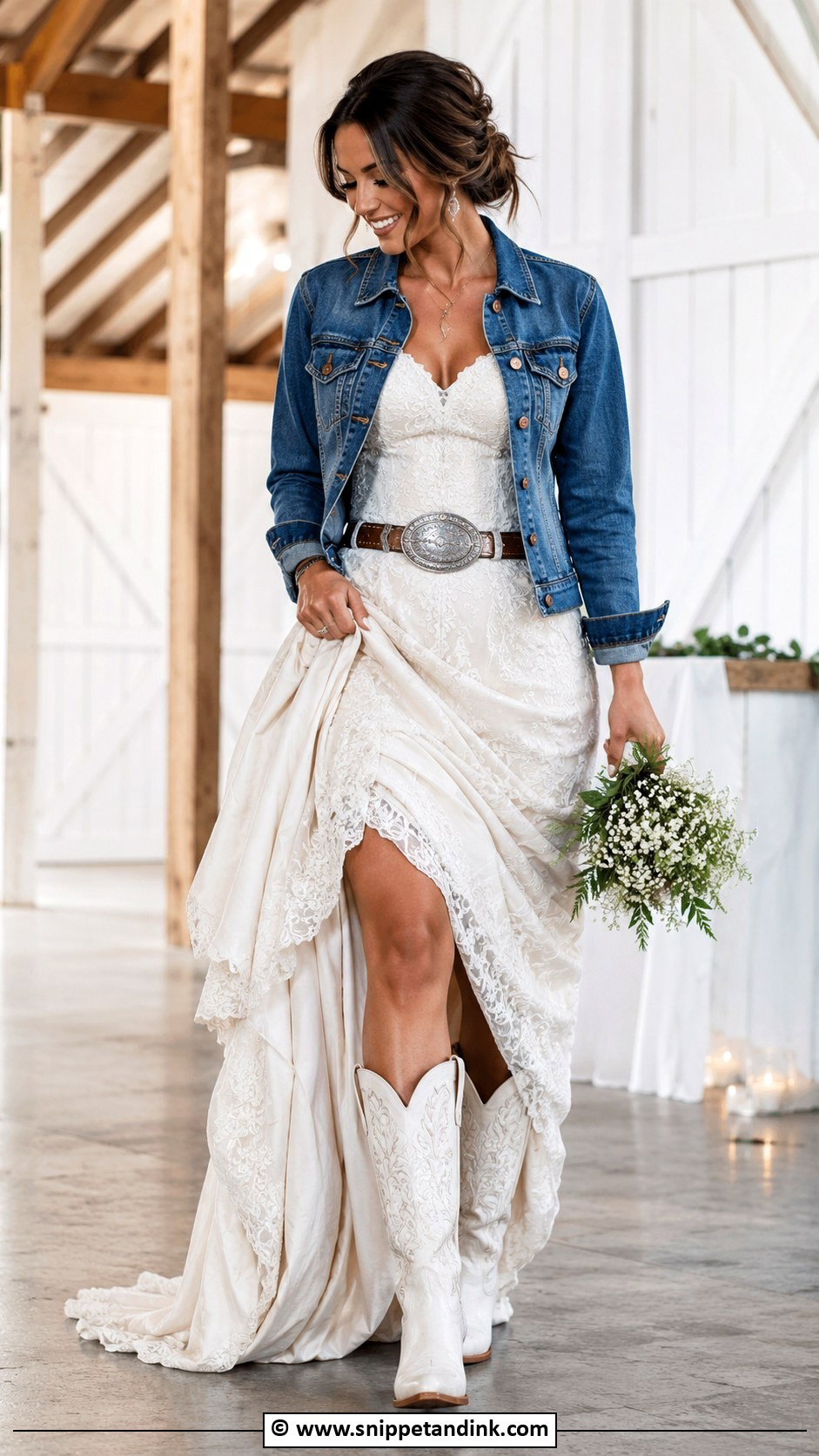Western Wedding Dress With Reception Boots - Snippet and Ink - 35 Western Wedding Dresses