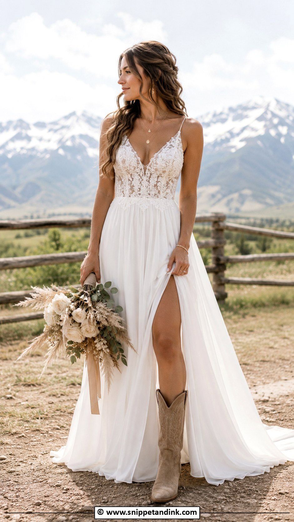 Western Wedding Dress With Suede Boots - Snippet and Ink - 35 Western Wedding Dresses
