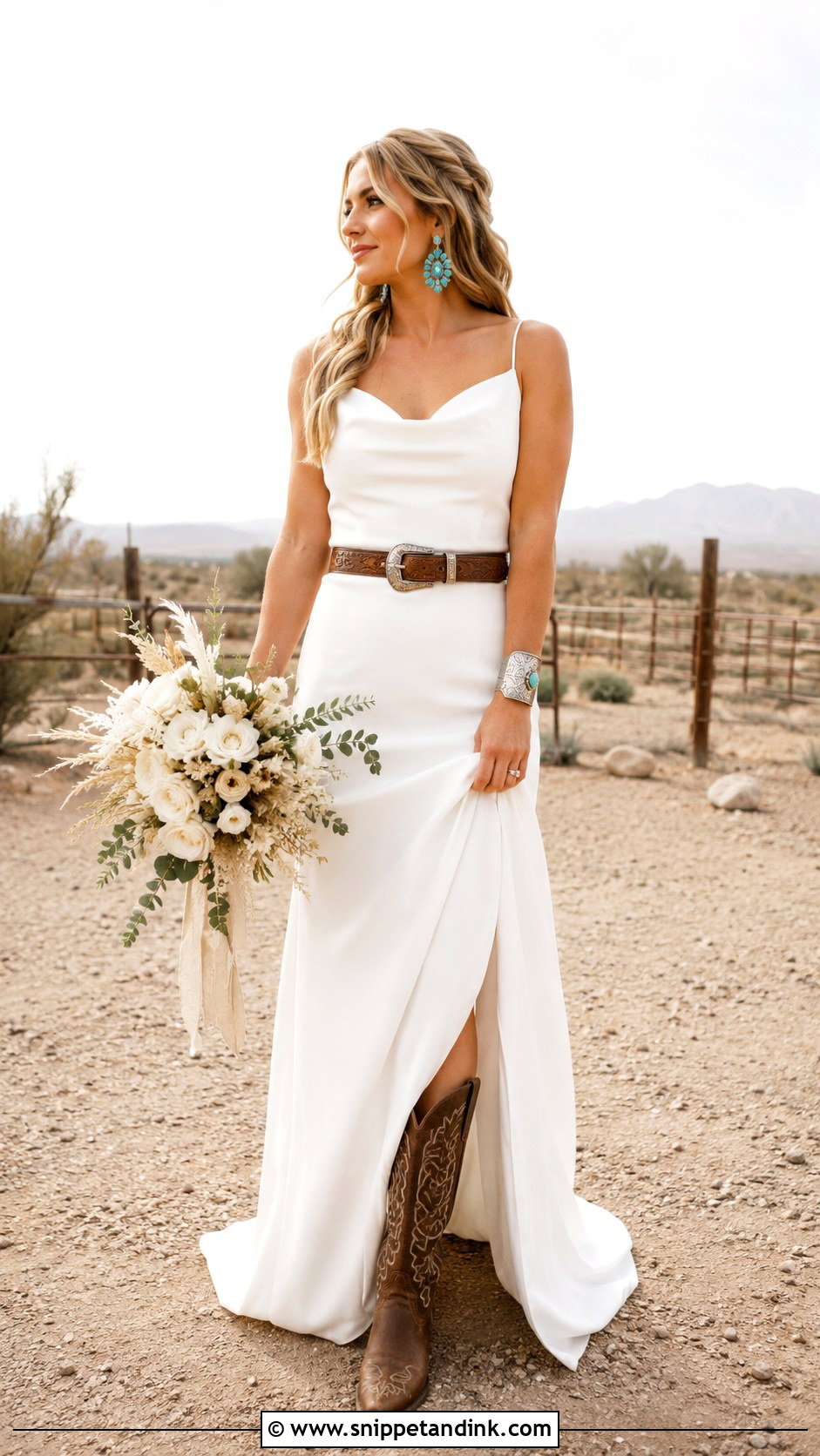 Western Wedding Dress With Turquoise Jewelry - Snippet and Ink - 25 Wedding Dress with Cowboy Boots Ideas