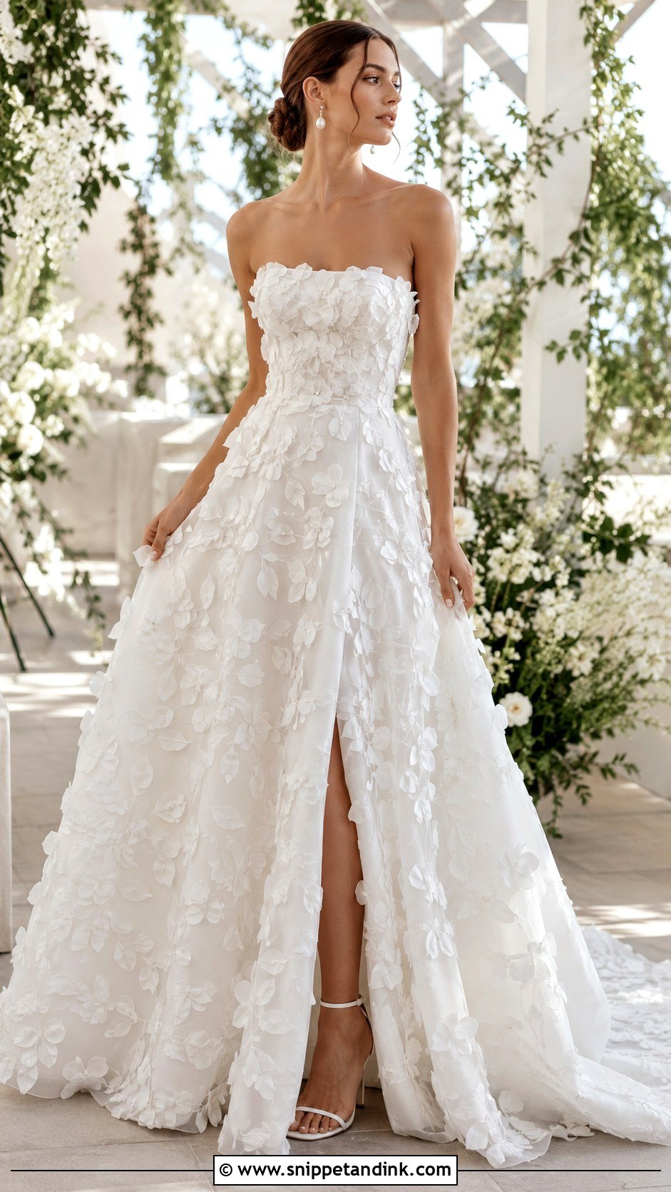 White 3D Floral Gown - Snippet and Ink - 30 White Wedding Gown Ideas