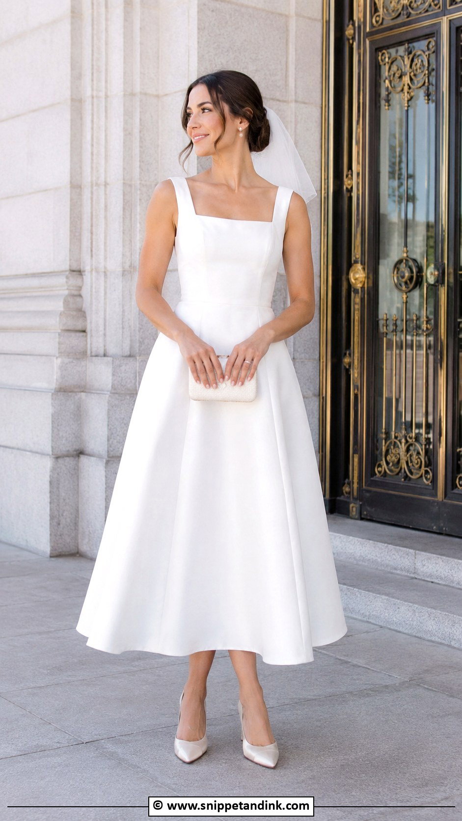 White A Line Civil Wedding Dress - Snippet and Ink - 30 Elegant Classy Civil Wedding Dress Ideas