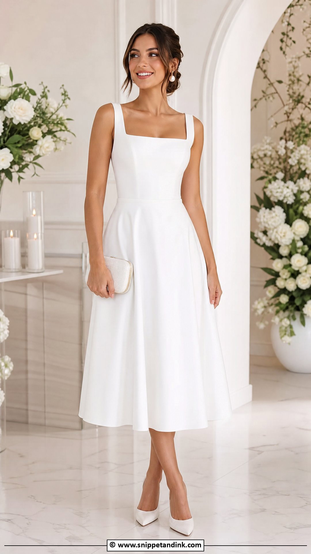 White A Line Dress For Bride To Be - Snippet and Ink - 35 Bride to Be Dress Ideas