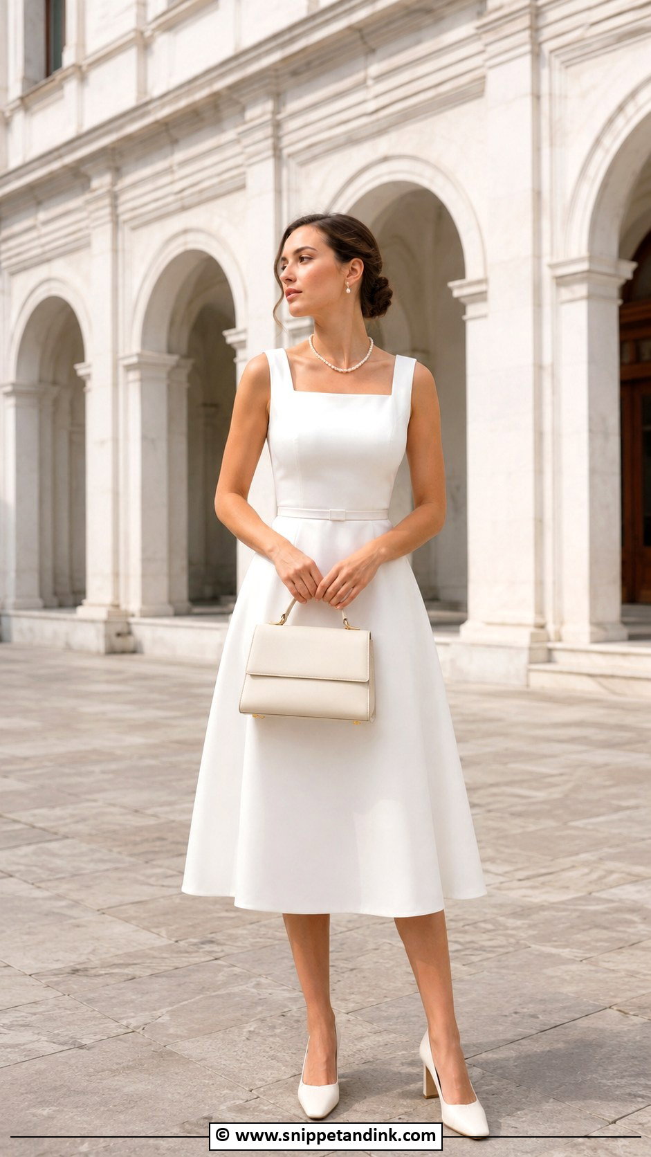 White A Line Dress Outfit - Snippet and Ink - 30 Civil Marriage Dress Ideas