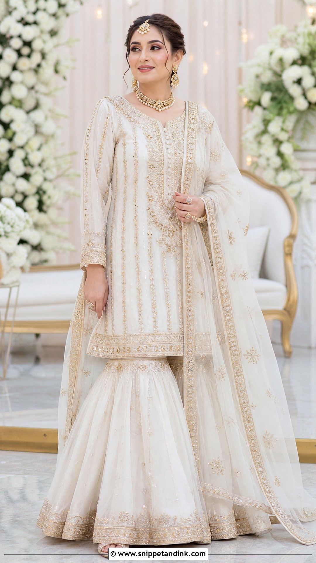 White A Line Garara Bridal Dress - Snippet and Ink - 20 White Garara Dress Pakistani Bridal Ideas