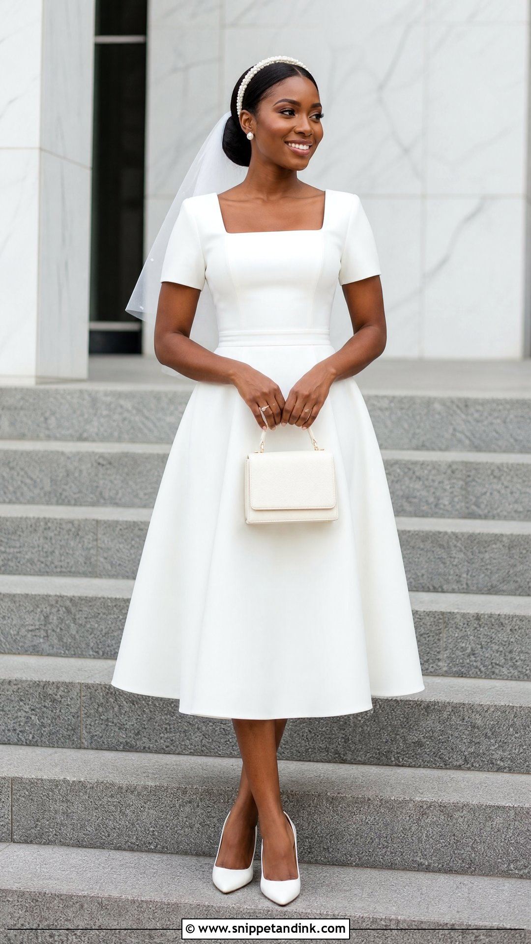White A Line Midi Registry Dress - Snippet and Ink - 20 Registry Dress Nigeria Ideas