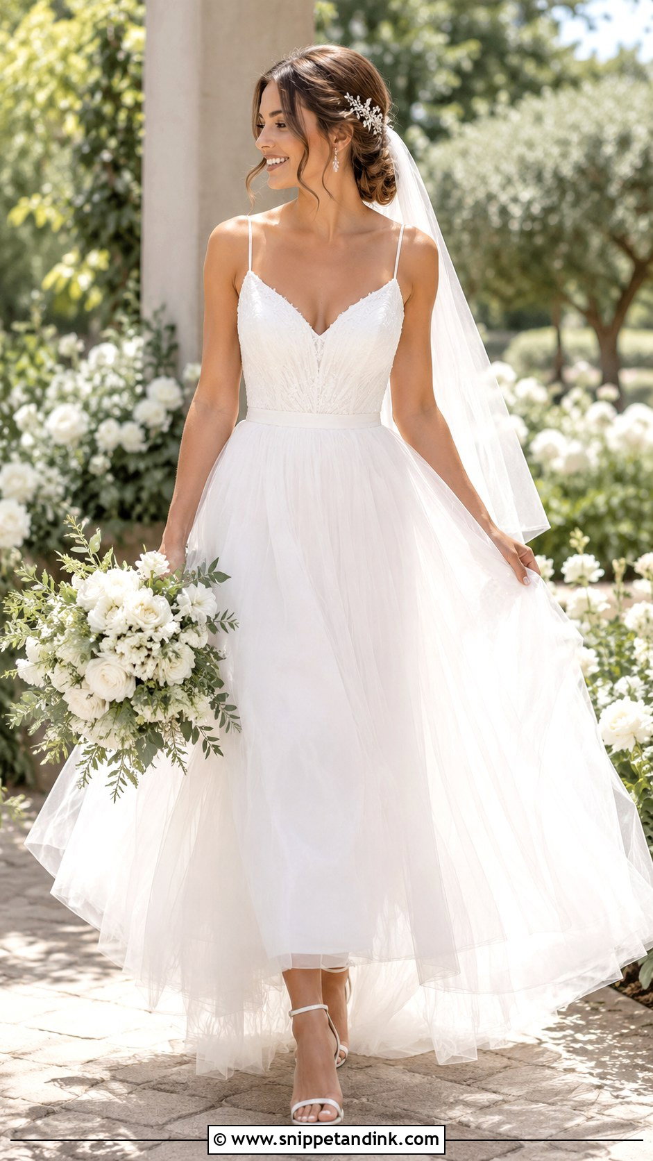 White A Line Tulle Gown - Snippet and Ink - 30 White Wedding Gown Ideas