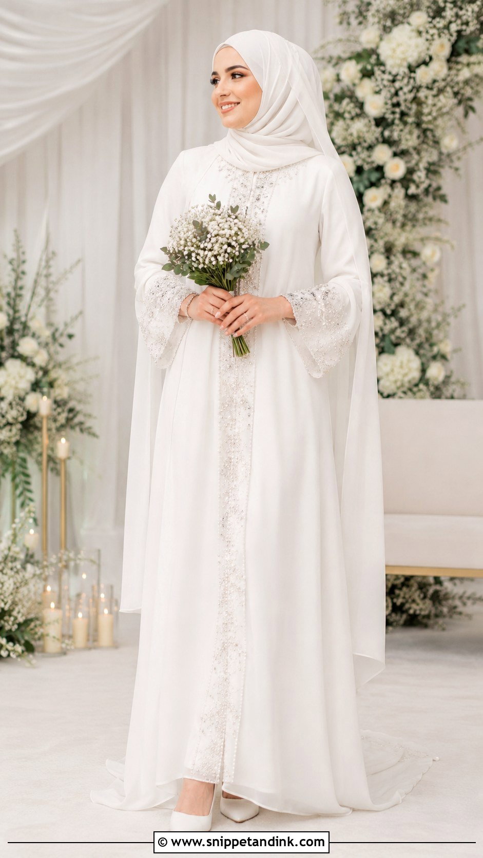White Abaya Nikkah Outfit - Snippet and Ink - 25 White Nikkah Outfit Ideas