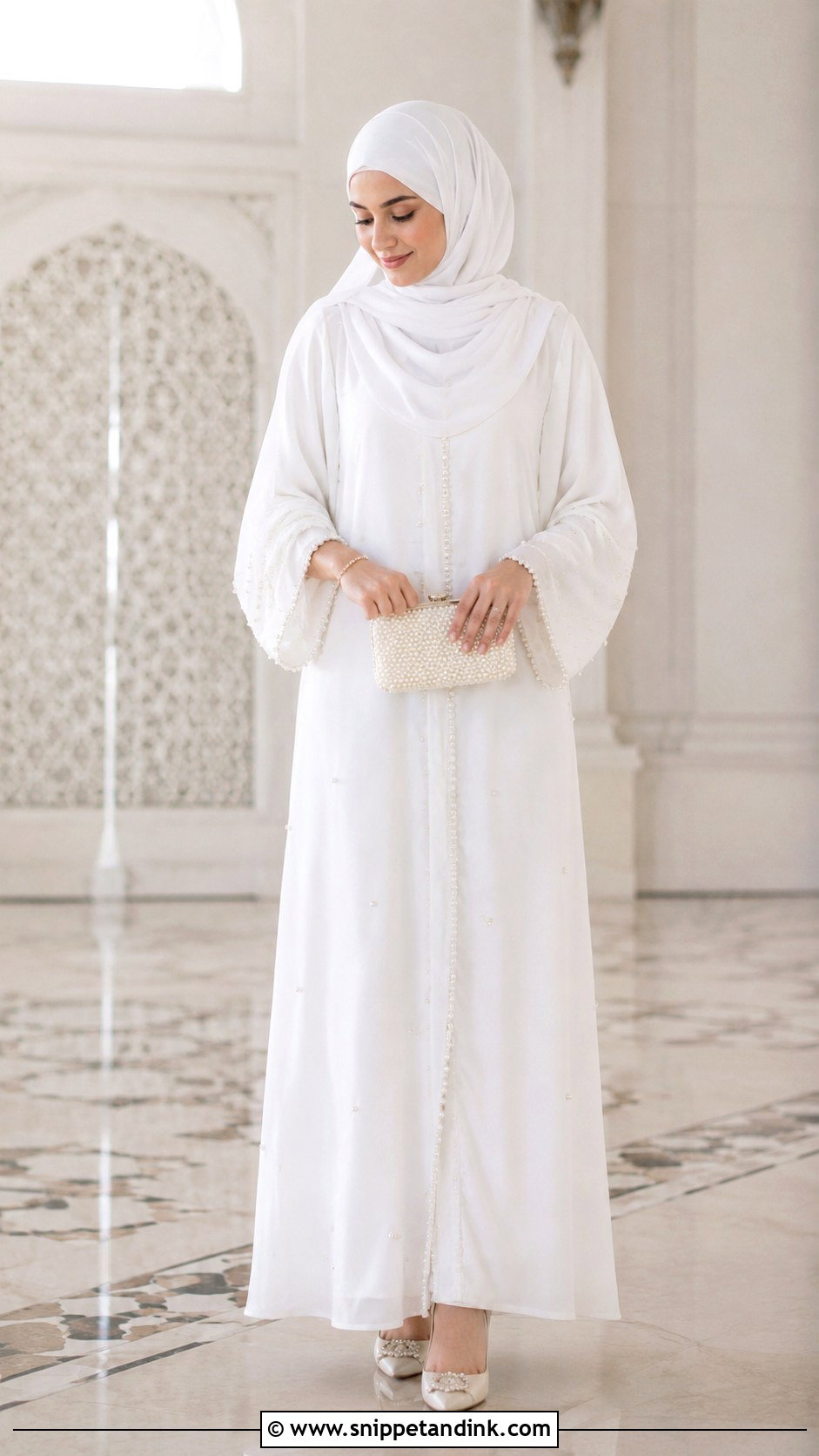 White Abaya Nikkah Outfit - Snippet and Ink - 25 Simple Nikkah Outfit Ideas