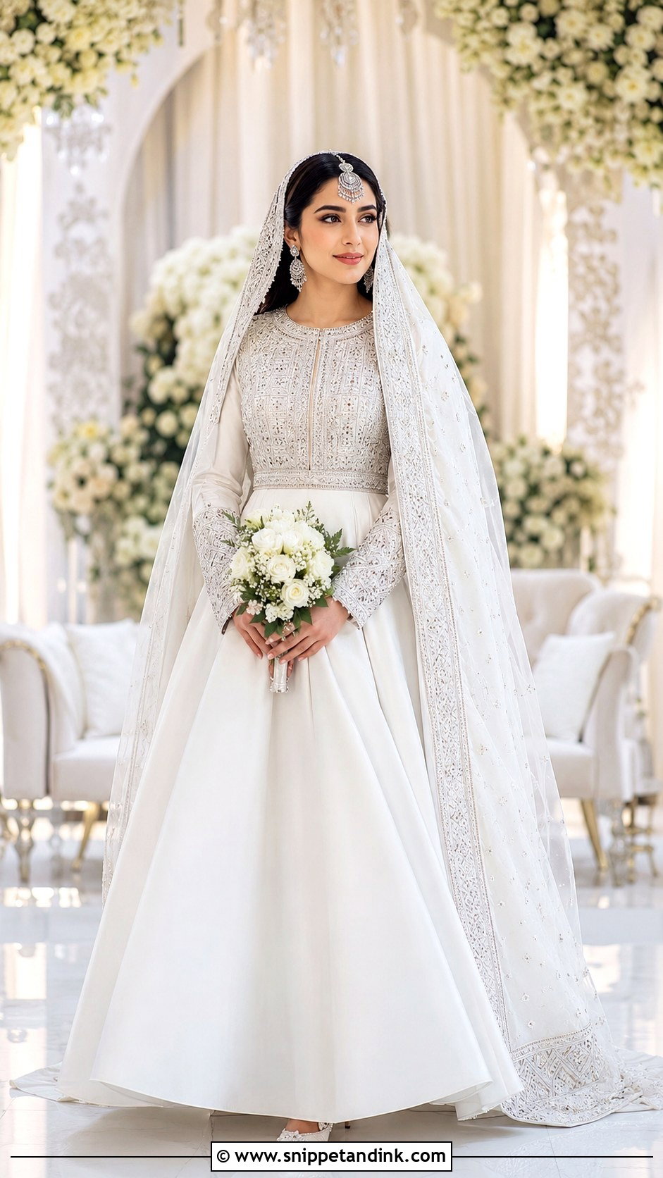 White Afghan Fusion Bridal Gown - Snippet and Ink - 20 Afghan Bridal Dress Ideas