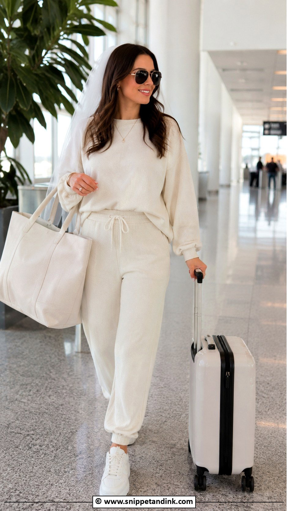White Airport Bride To Be Outfit - Snippet and Ink - 30 Bride to Be Outfit Ideas