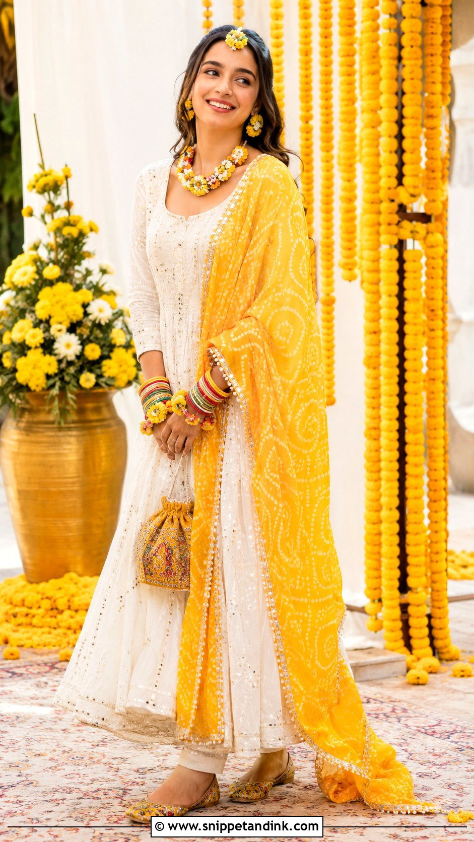 White Anarkali Haldi Outfit - Snippet and Ink - 20 Indian Prewedding Outfit Ideas