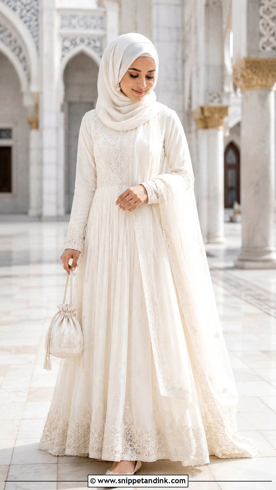 White Anarkali Nikah Dress With Hijab - Snippet and Ink - 20 Muslim Wedding Dress Hijab Bride Simple Ideas