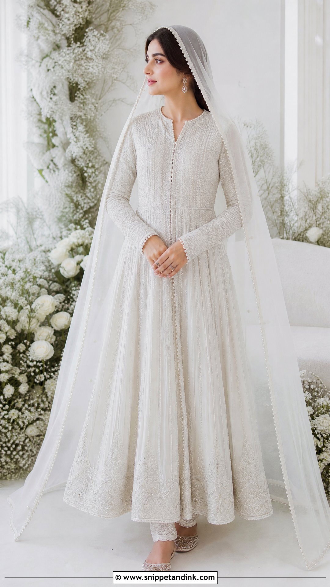 White Anarkali Nikkah Dress - Snippet and Ink - 20 Nikkah Inspo Dresses